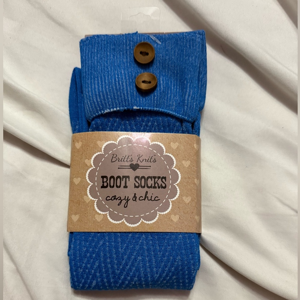 Amazon Blue Knitted Boot Socks Hosiery